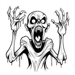 Coloriage d'un zombie d'horreur à imprimer avec Tête à modeler