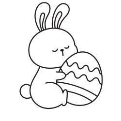 Retrouvez le coloriage d'un lapin mignon avec un oeuf de Pâques mignon et imprimez aux enfants un joli dessin pour les fêtes