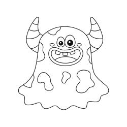 ?Coloriage d'un monstre à cornes à imprimer avec Tête à modeler