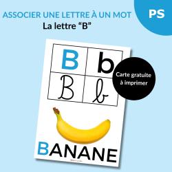 Une carte alphabet pour apprendre à associer la lettre B à un mot : B comme Banane