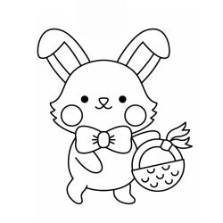 Coloriage de lapin avec un panier