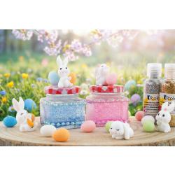 Bocal à paillettes lapin de Pâques