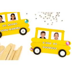 Bus de la rentrée en batônnets de bois