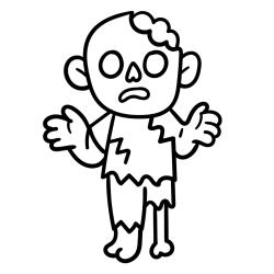 Coloriage d'un zombie à imprimer avec Tête à modeler