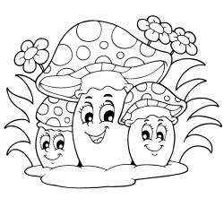 Dessins et coloriages de champignons sur le thème de la saison d'automne . Des coloriages pour parler de la saison d'automne , des c...