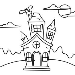 ?️Coloriage d'une maison hantée gratuit d'Halloween - Tête à modeler