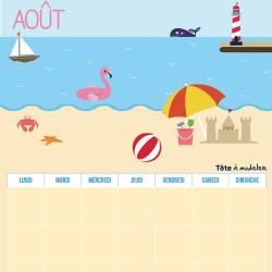 Le calendrier perpétuel du mois d'Août à télécharger et à imprimer gratuitement