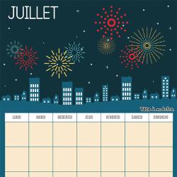 Le calendrier perpétuel du mois de juillet à télécharger et à imprimer gratuitement