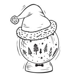 Carte cadeau à colorier : La boule de neige de Noël. Une carte à imprimer. Il faudra alors la colorier et y inscrire une petit mot doux afin de souhaiter un joyeux Noël. Vous pourrez alors l'offrir en
