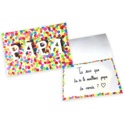 Fabriquez une superbe carte confettis qui renferme un message trop mignon pour la fête des pères !Une idée de cadeau que les enfants vont adorer fabriquer puisqu'ils vont pouvoir peindre avec le
