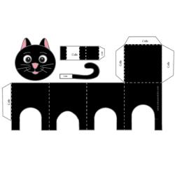 Un paper toy pour fabriquer un chat noir. Le paper toy chat noir est parfait pour occuper votre enfant lorsqu'il s'ennuie. Le modèle de chat noir est à imprimer sur une feuille ordinaire avant d'à™tre