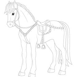 Un coloriage de cheval à télécharger et imprimer gratuitement pour tous les petits amoureux du monde équestre. Page 06
