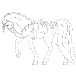 Un cheval à colorier - le mot cheval est à colorier lui aussi, une façon ludique d'associer le cheval et le mot cheval