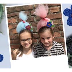 activité enfants pour bricoler une coiffure Trolls en tulle et papier
