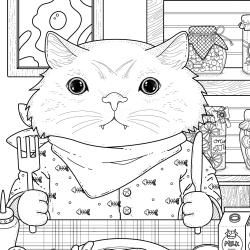 Voici un coloriage chat à imprimer gratuitement. Un dessin de chat à imprimer pour tous les petits amoureux des animaux. Page 21
