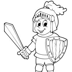 Un coloriage chevalier à proposer aux enfants qui aiment l'univers des chevaliers et leurs châteaux. Page 11