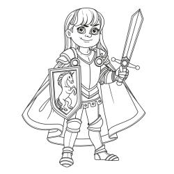 Un coloriage chevalier à proposer aux enfants qui aiment l'univers des chevaliers et leurs châteaux. Page 13