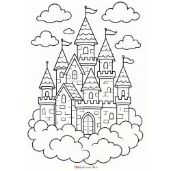 Coloriage châteaux de prince et princesse