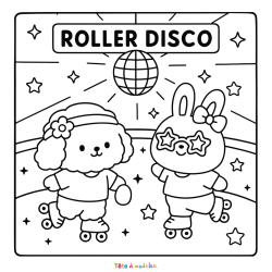 Retrouvez un ?️coloriage Coco Wyo avec une soirée roller disco. Un dessin tout mignon ✅