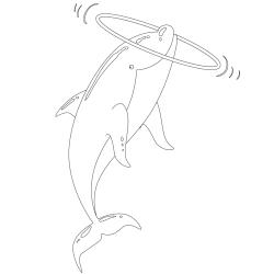 Coloriage d'un dauphin qui joue