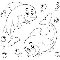 Coloriage de dauphins joyeux à imprimer