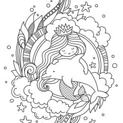 Coloriage dauphin et sirène à imprimer