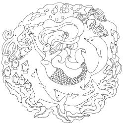 Coloriage dauphin : voici un dessin à imprimer avec un superbe dauphin. Un coloriage à imprimer sur le thème des dauphins et des animaux marins - Page 24
