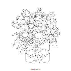 Retrouvez le Coloriage de fleurs coupées et imprimez aux enfants un dessin sur le thème de la nature