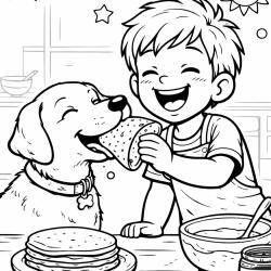 Coloriage de la dame qui fait les crêpes