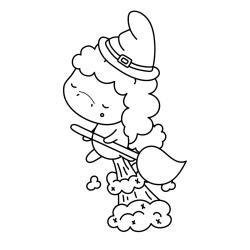 Coloriage d'une sorcière rigolo à imprimer avec Tête à modeler