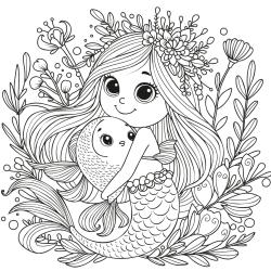 Coloriage de la sirène manga