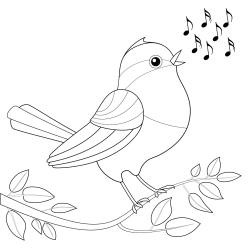 Imprimer le coloriage de l'oiseau et de la branche  Un coloriage parfait pour le Printemps