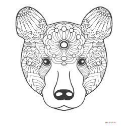 Coloriage de l'ours aux cadeaux de Noël