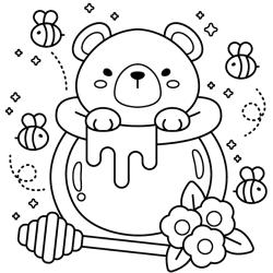 Coloriage de l'ourse et les cadeaux