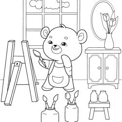 Coloriage de l'oursonne aux cadeaux