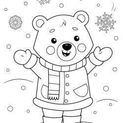 Coloriage de petit ours et les cadeaux