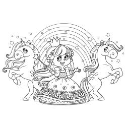 Coloriage de la princesse #01 : un dessin d'une princesse à imprimer pour le coloriage des filles. Un coloriage Tête à modeler