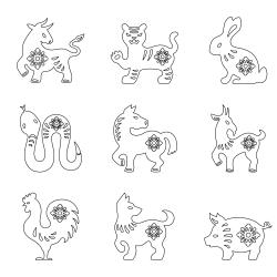Imprimer le coloriage des animaux du zodiaque chinois. Imprimez cette fiche pour le Nouvel an chinois