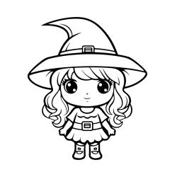 Coloriage d'une petite sorcière à imprimer avec Tête à modeler