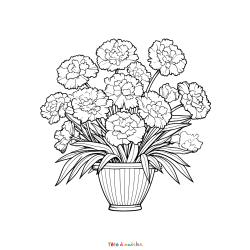 Retrouvez un coloriage d'oeillets et imprimez aux enfants un joli dessin avec des fleurs
