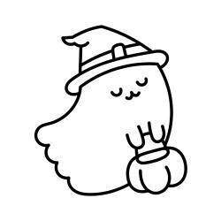 ? Coloriage d'un fantôme mignon à imprimer avec Tête à modeler