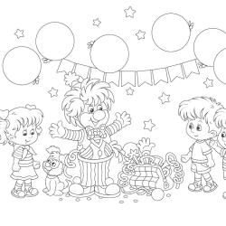 Imprimer le coloriage du cirque : coloriage du cirque : fête avec un lcown