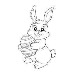Coloriage de lapin avec un oeuf décoré