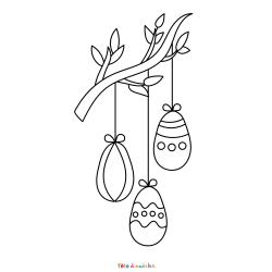 Retrouvez le coloriage d'un arbre de Pâques avec des oeufs et imprimez aux enfants un joli dessin pour les fêtes