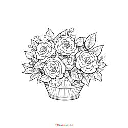 Retrouvez le coloriage d'un bouquet de roses et imprimez aux enfants un dessin sur le thème de la nature