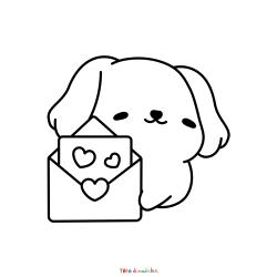 Retrouvez le Coloriage d'un chien avec un coeur et imprimez aux enfants un dessin plein d'amour