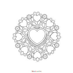 Retrouvez le Coloriage d'un coeur en mandalas et imprimez aux enfants un dessin plein d'amour