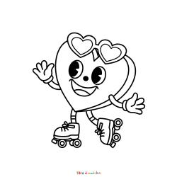 Retrouvez le Coloriage d'un coeur sur des rollers et imprimez aux enfants un dessin plein d'amour