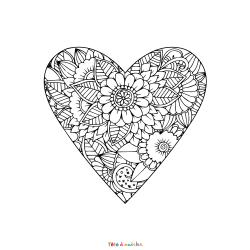 Retrouvez le coloriage d'un coeur zen et imprimez aux enfants un dessin plein d'amour