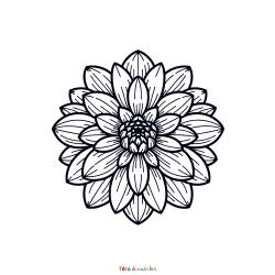 Retrouvez le coloriage d'un dahlia et imprimez aux enfants un dessin sur le thème des fleurs